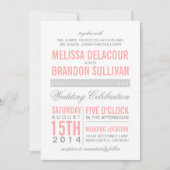 Faire-part de mariage de typographie moderne rose (Devant)