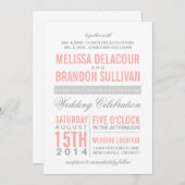 Faire-part de mariage de typographie moderne rose  (Devant / Derrière)