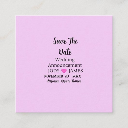 Faire-part de Mariage de typographie moderne rose  (Devant)