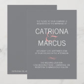 Faire-part de mariage de typographie moderne rose  (Devant / Derrière)