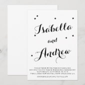 Faire-part de mariage de typographie noir et blanc (Devant / Derrière)