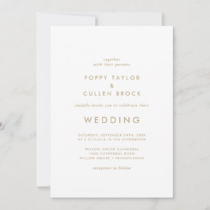 Faire-part de mariage de typographie or chic