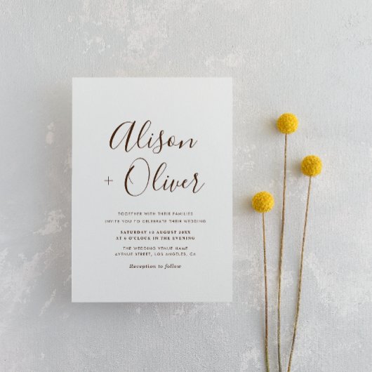 faire-part de mariage de typographie simple