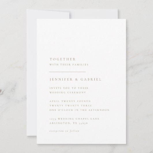 Faire-part de mariage de typographie ultra-minimal (Devant)