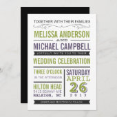 Faire-part de mariage de typographie violette et v (Devant / Derrière)