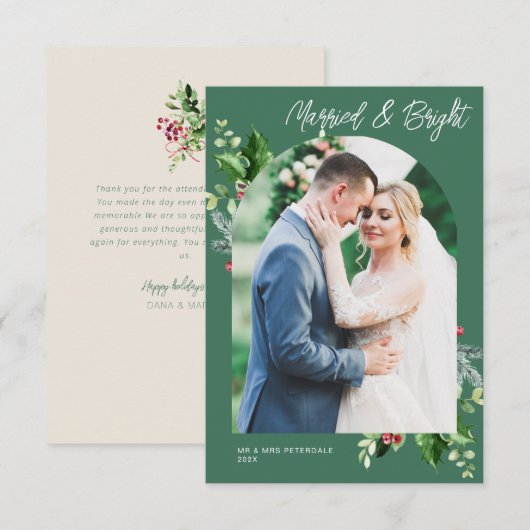 Faire-part de Mariage de vacances marié et vert br (Devant / Derrière)