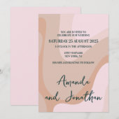 Faire-part de mariage de vague rose rétro (Devant / Derrière)