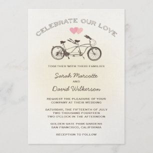 Faire-part de mariage de vélo en tandem jaune