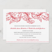 Faire-part de mariage de Venise (rouge rouge) (Devant / Derrière)