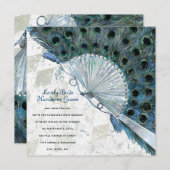 Faire-part de mariage de ventilateur bleu ciel Vin (Devant / Derrière)