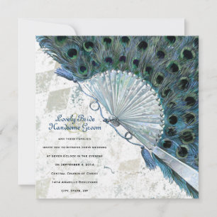 Faire-part de mariage de ventilateur bleu ciel Vin