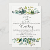 Faire-part de mariage de verdure botanique moderne (Devant / Derrière)