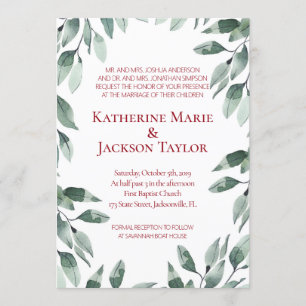 Faire-part de mariage de verdure de canneberge et