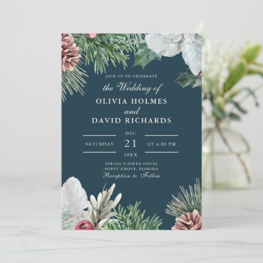 Faire-part de mariage de verdure d'hiver (Debout devant)