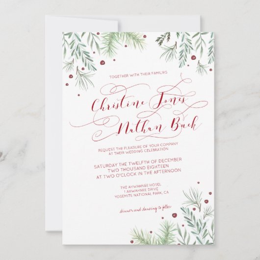 Faire-part de mariage de verdure d'hiver (Devant)