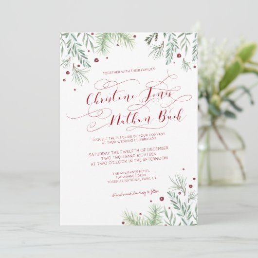 Faire-part de mariage de verdure d'hiver (Debout devant)