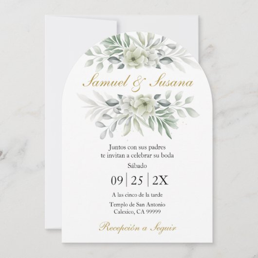 Faire-part de mariage de verdure espagnol (Devant)