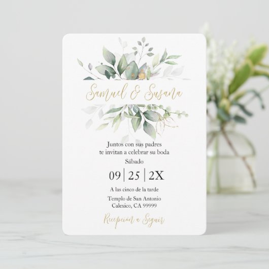 Faire-part de mariage de verdure espagnol (Debout devant)