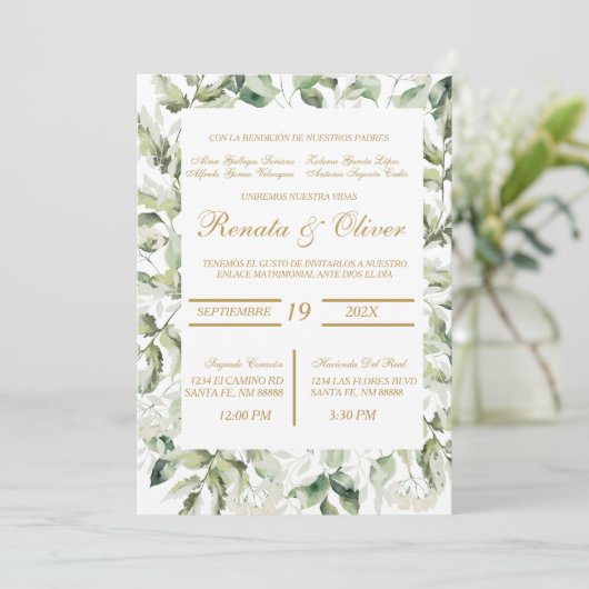 Faire-part de mariage de verdure espagnol (Debout devant)