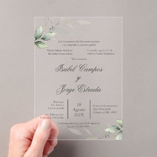 Faire-part de mariage de verdure espagnol (In situ (ordinateur de poche))