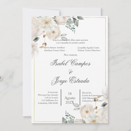 Faire-part de mariage de verdure espagnol (Devant)