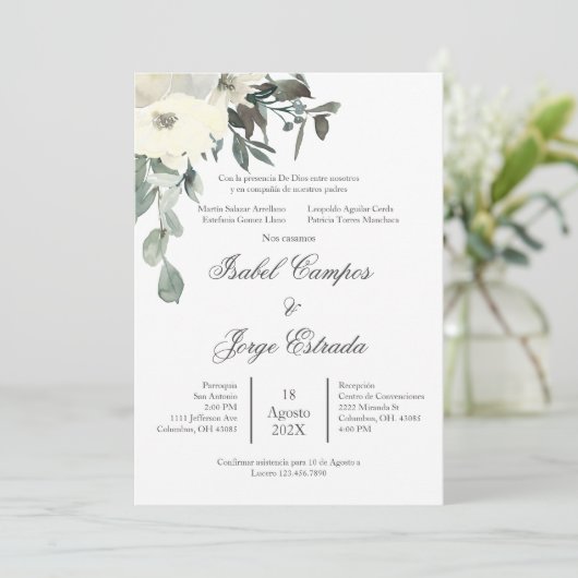 Faire-part de mariage de verdure espagnol (Debout devant)