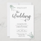 Faire-part de mariage de verdure monogramme (Devant)