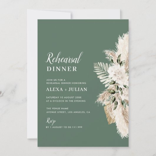 faire-part de mariage de verdure pampas herbe (Devant)