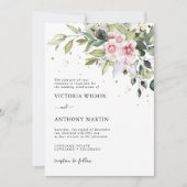 Faire-part de mariage de verdure rose pâle (Devant)