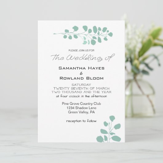 Faire-part de mariage de verdure simple (Debout devant)