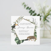 Faire-part de mariage de verdure tropicale de la J (Debout devant)