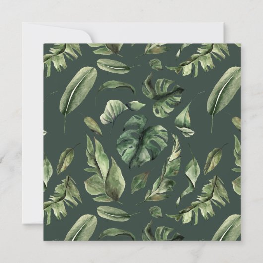 Faire-part de mariage de verdure tropicale de la J (Dos)