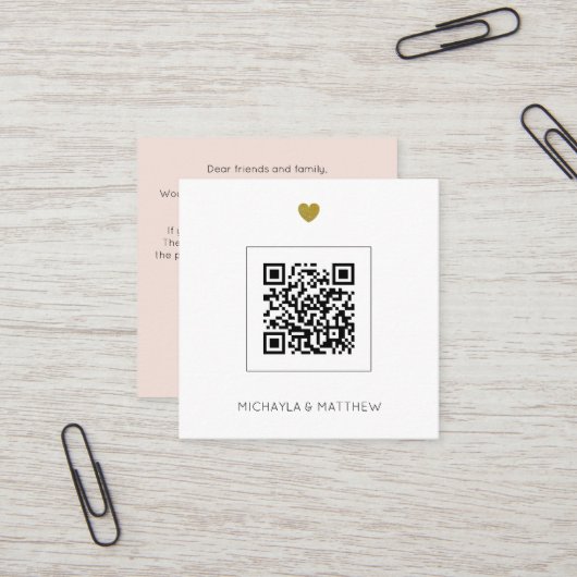Faire-part de mariage de vidage de code QR minimal (Devant/Arrière en situation)