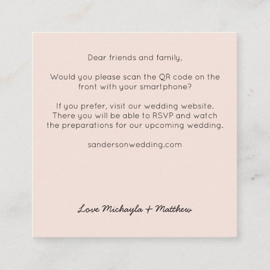 Faire-part de mariage de vidage de code QR minimal (Dos)