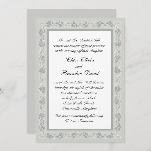 Faire-part de mariage de vignes complexes (Devant / Derrière)