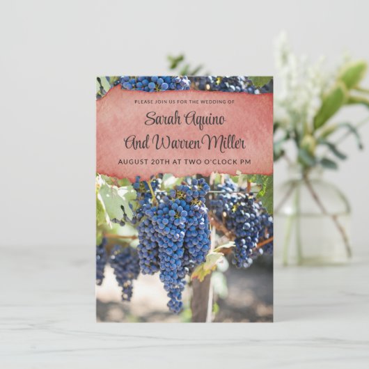 Faire-part de mariage de vignes rustiques (Debout devant)