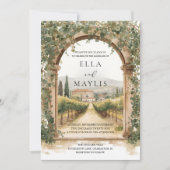 Faire-part de mariage de vignoble italien avec arc (Devant)