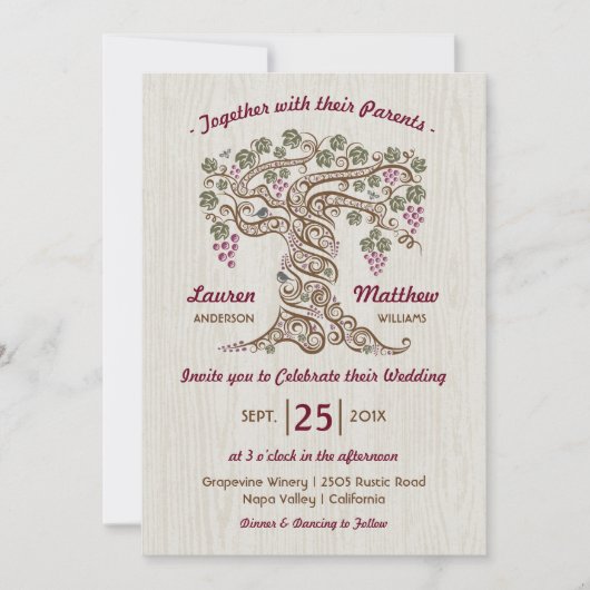 Faire-Part de Mariage de Vignoble Rustique (Devant)