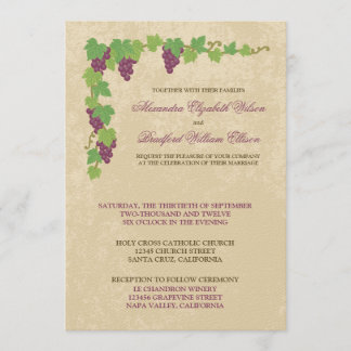 Faire-part de mariage de vignoble (Texture parchem