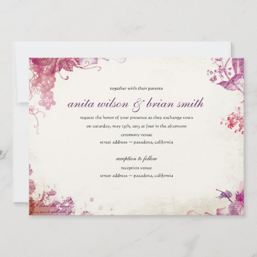 Faire-part de mariage de vignoble vintage (Devant)