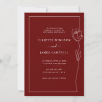 Faire-part de mariage de vin Rose de dessin de lig