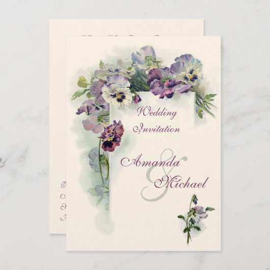 faire-part de mariage de volets violets (Devant / Derrière)