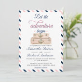Faire-part de mariage de voyage Carte postale Roug (Debout devant)