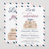 Faire-part de mariage de voyage Carte postale Roug (Devant / Derrière)