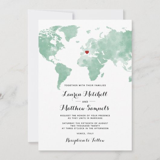 Faire-part de mariage de voyage de destination (Devant)