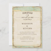 Faire-part de mariage de voyage vintage (Devant)