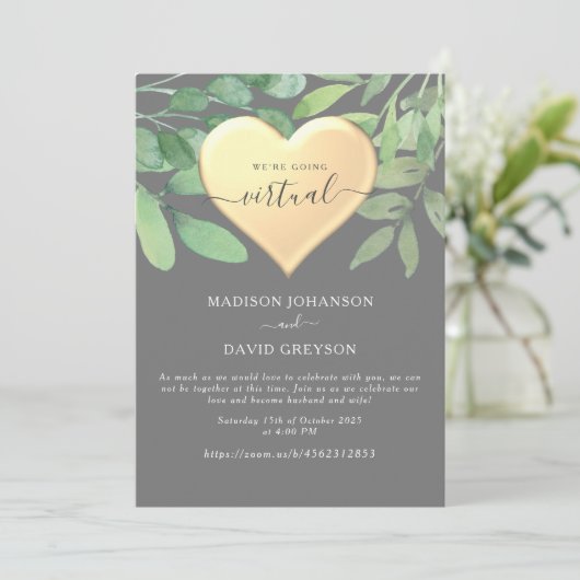 Faire-part de mariage de zoom gris (Debout devant)