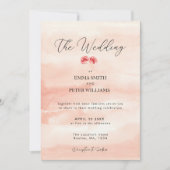 Faire-part de mariage d'eau rose simple (Devant)