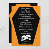 Faire-part de mariage d'ébène de café (orange) (Devant / Derrière)