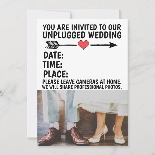 Faire-part de mariage DÉBRANCHÉ (PHOTOS INTERDITES (Devant)